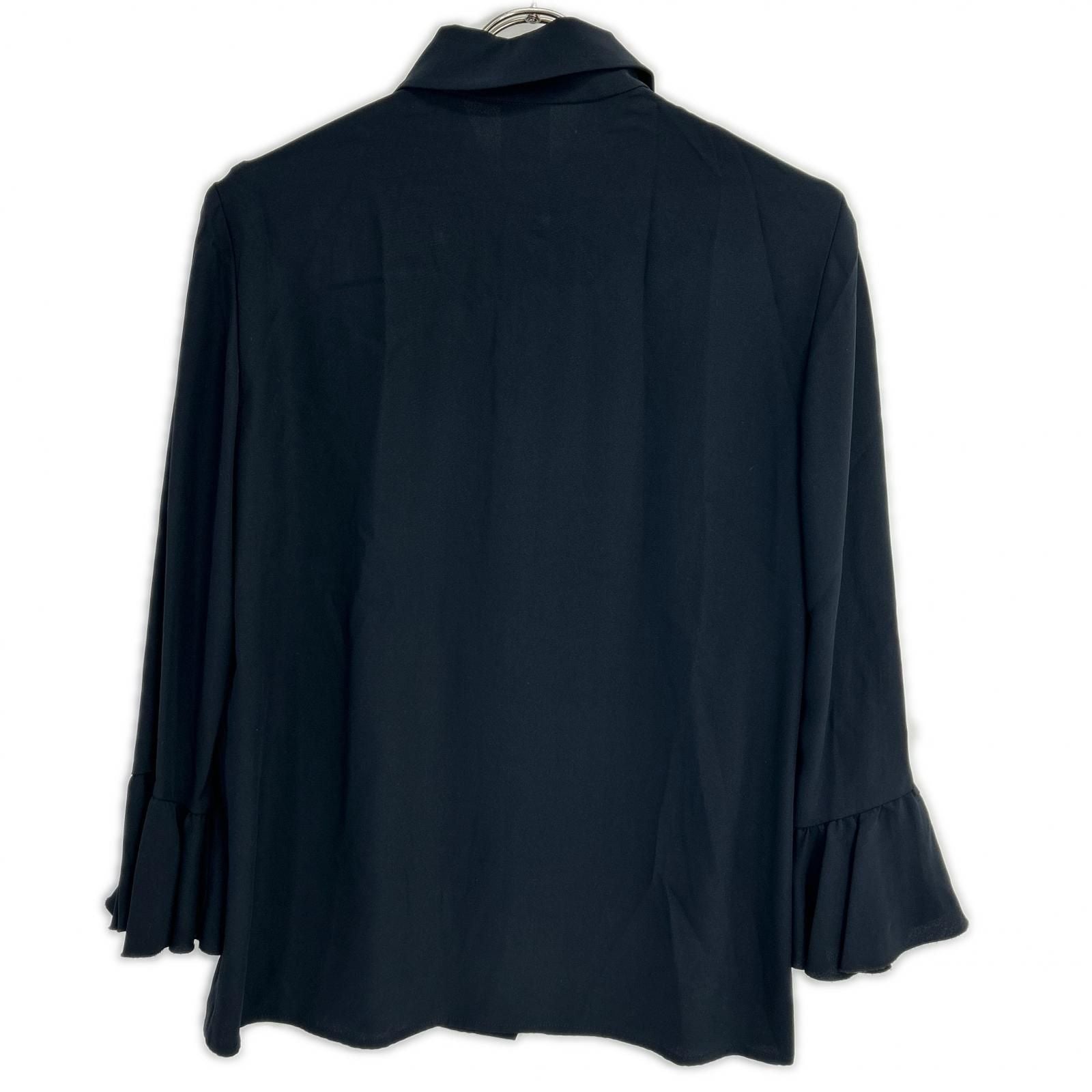 Celine Black Silk 100 Ruffle Sleeve Button Shirt Blouse 40 — view 2