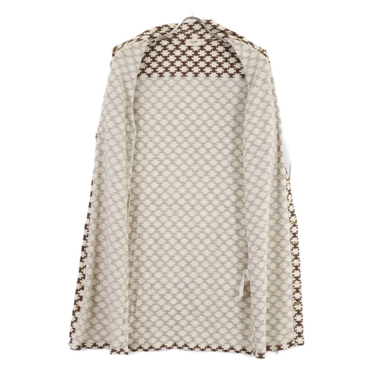 Celine Macadam All Over Pattern Wool Cashmere Front Button Short Sleeve Dress — view 4