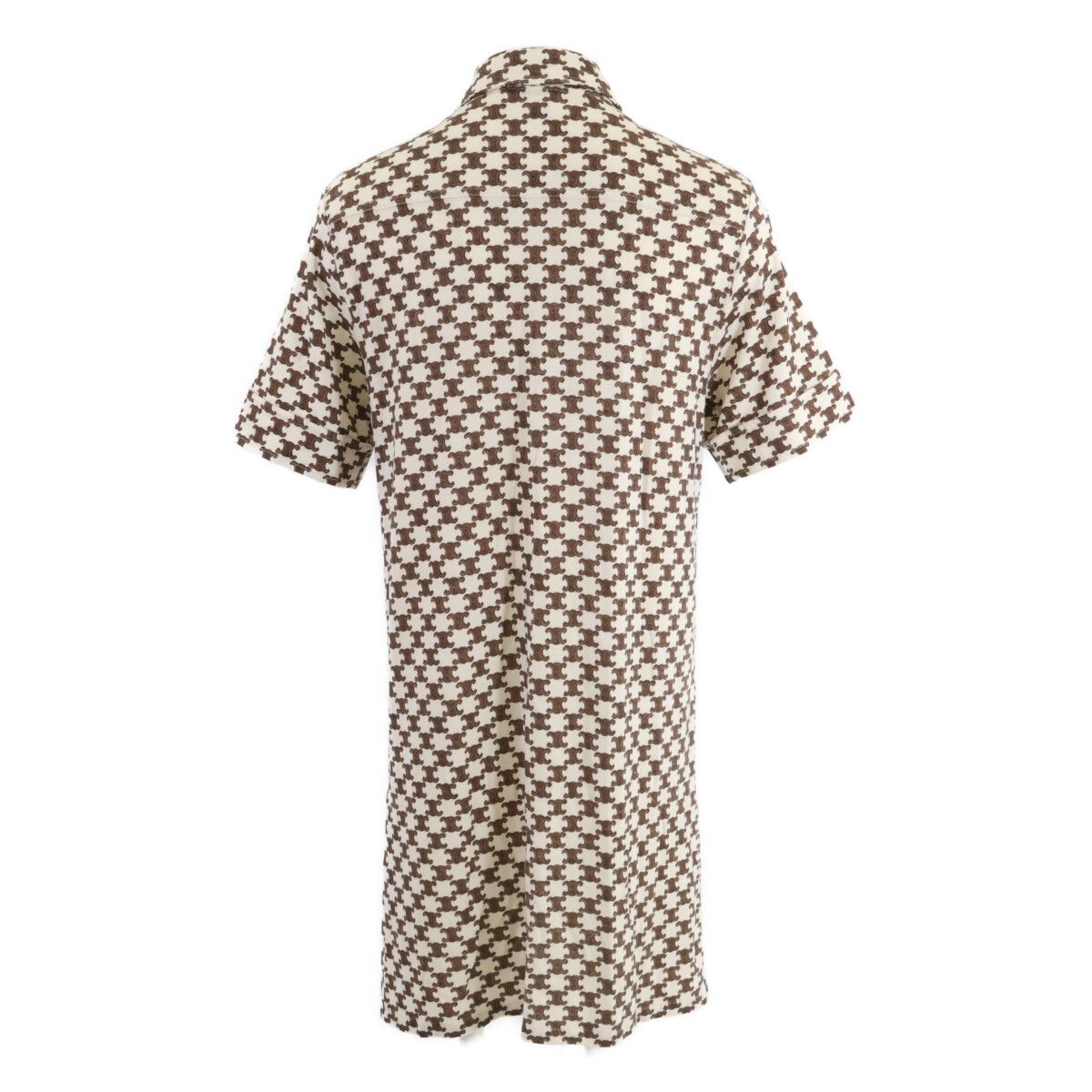 Celine Macadam All Over Pattern Wool Cashmere Front Button Short Sleeve Dress — view 3
