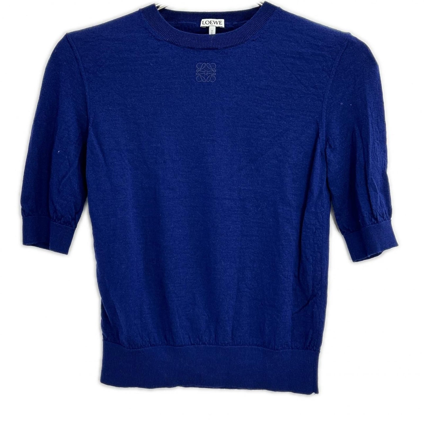 Loewe Navy Anagram Short Sleeve Knit XS Sweater
