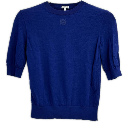Loewe Navy Anagram Short Sleeve Knit XS Sweater