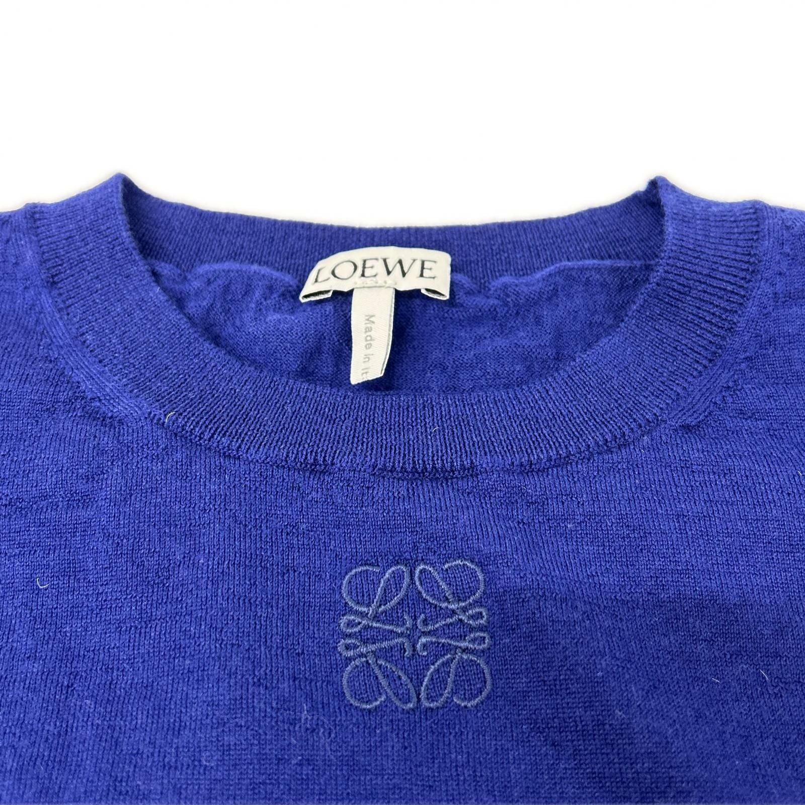 Loewe Navy Anagram Short Sleeve Knit XS Sweater — view 3