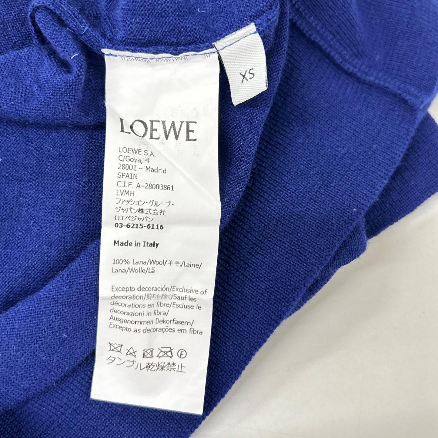 Loewe Navy Anagram Short Sleeve Knit XS Sweater — view 5