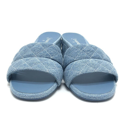 Chanel Sandals Quilted CC Logo Denim Blue — view 2