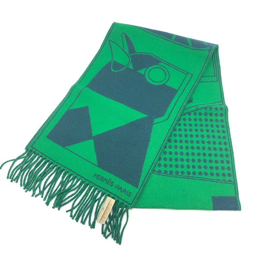 Hermes Scarf Camaille Cashmere Green