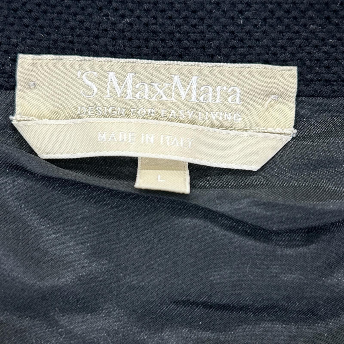 Max Mara S Ivory Black Wool Cashmere Blend Long Cardigan — view 4