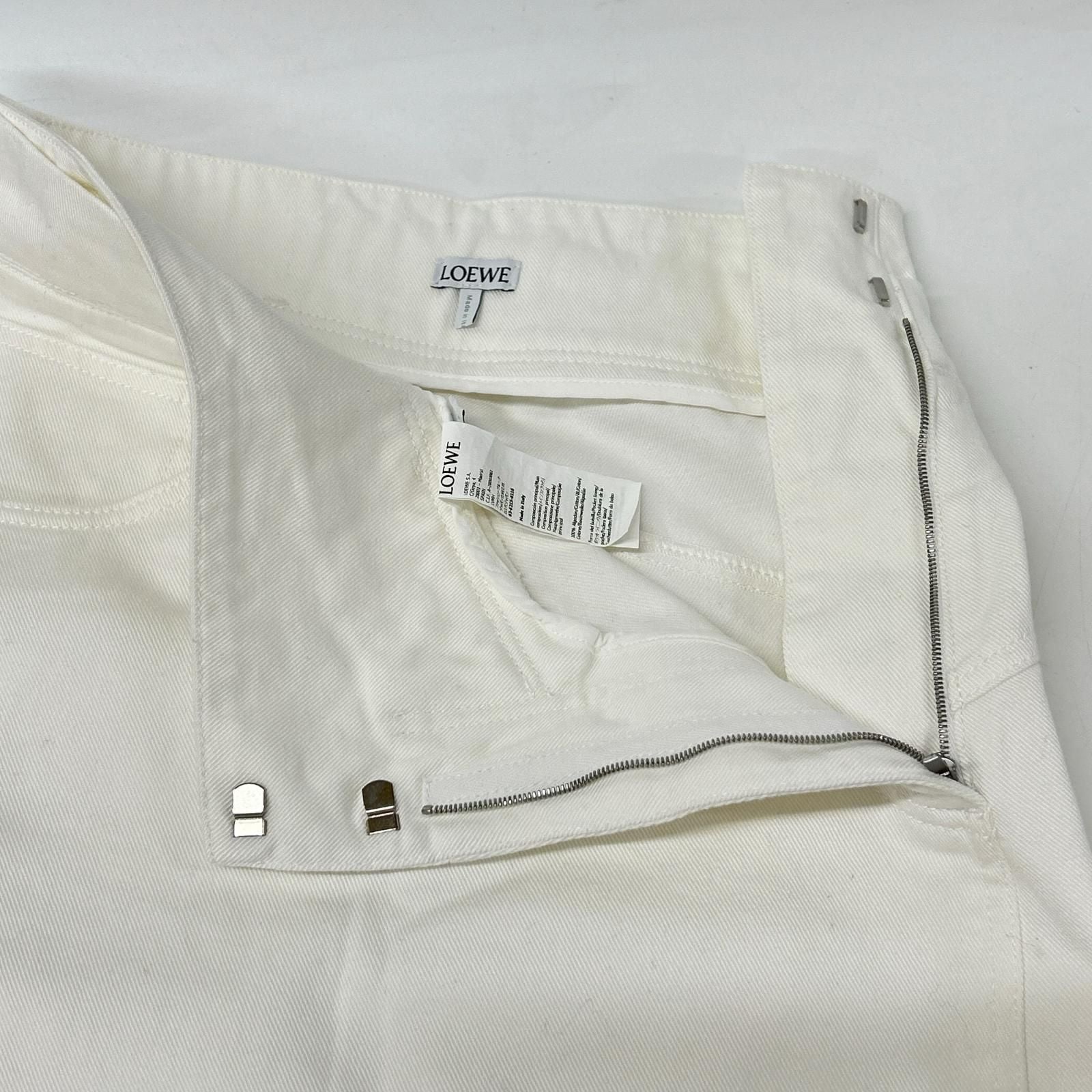 Loewe White Rolled Denim Skirt Deconstructed Denim 34 — view 5