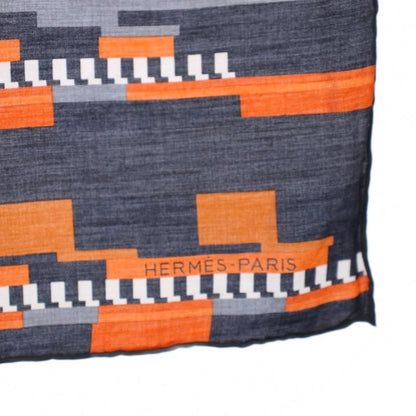 Hermes Carre 100 Glitch Scarf All Over Silk Orange Black Gray — view 2