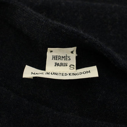 Hermes Knit Top Short Sleeve Cashmere Boat Neck 40 Navy HN Sweater — view 6