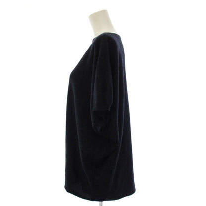 Hermes Knit Top Short Sleeve Cashmere Boat Neck 40 Navy HN Sweater — view 2