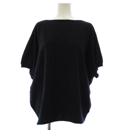Hermes Knit Top Short Sleeve Cashmere Boat Neck 40 Navy HN Sweater