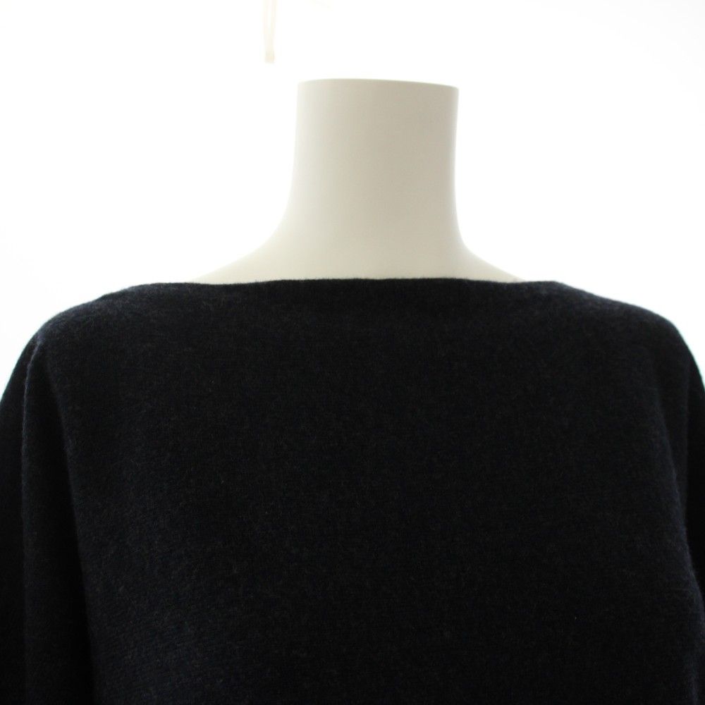 Hermes Knit Top Short Sleeve Cashmere Boat Neck 40 Navy HN Sweater — view 4