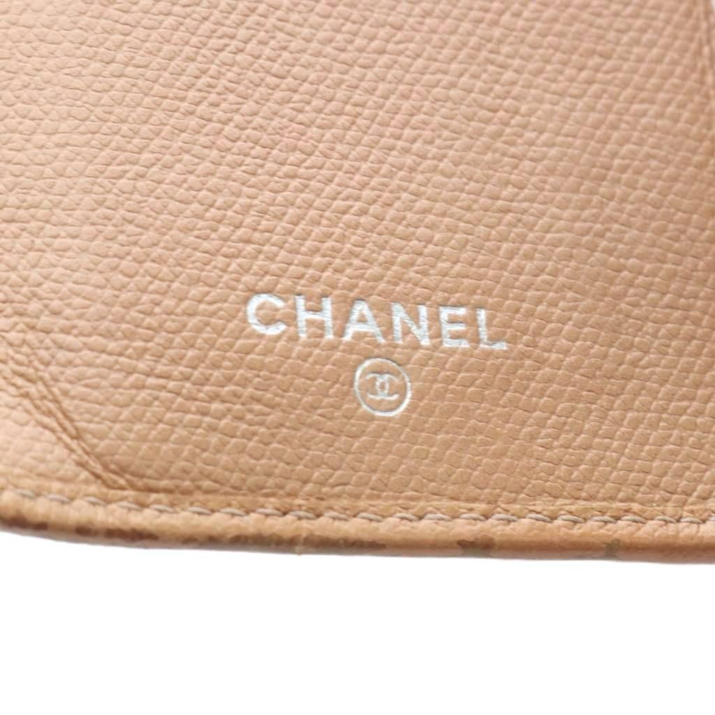Chanel Vintage Wallet Bifold Coco Button Leather Beige — view 3