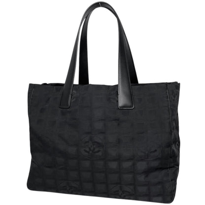 Chanel New Travel Line Tote MM CC Logo Nylon Jacquard Black