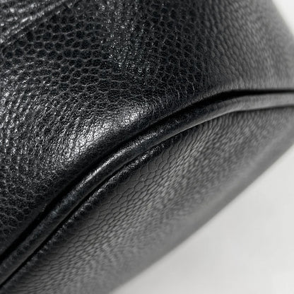 Chanel CC Logo Vanity Makeup Pouch Caviar Leather Black — view 3