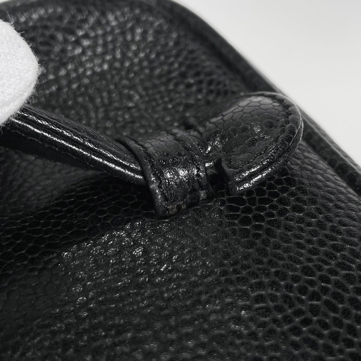 Chanel CC Logo Vanity Makeup Pouch Caviar Leather Black — view 4