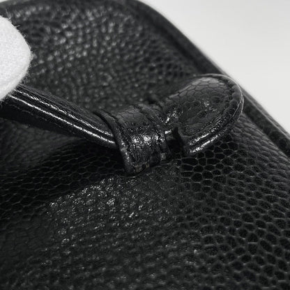 Chanel CC Logo Vanity Makeup Pouch Caviar Leather Black — view 4