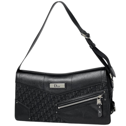Dior Street Chic Shoulder Bag Trotter Pattern Canvas Black