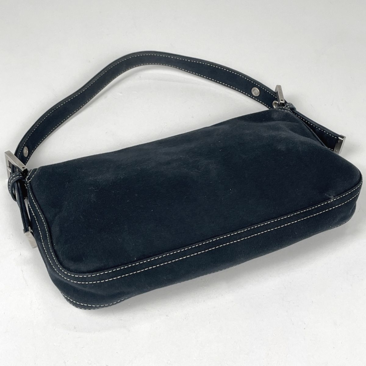 Fendi Zucca Logo Mamma Baguette Shoulder Bag Canvas Navy — view 2
