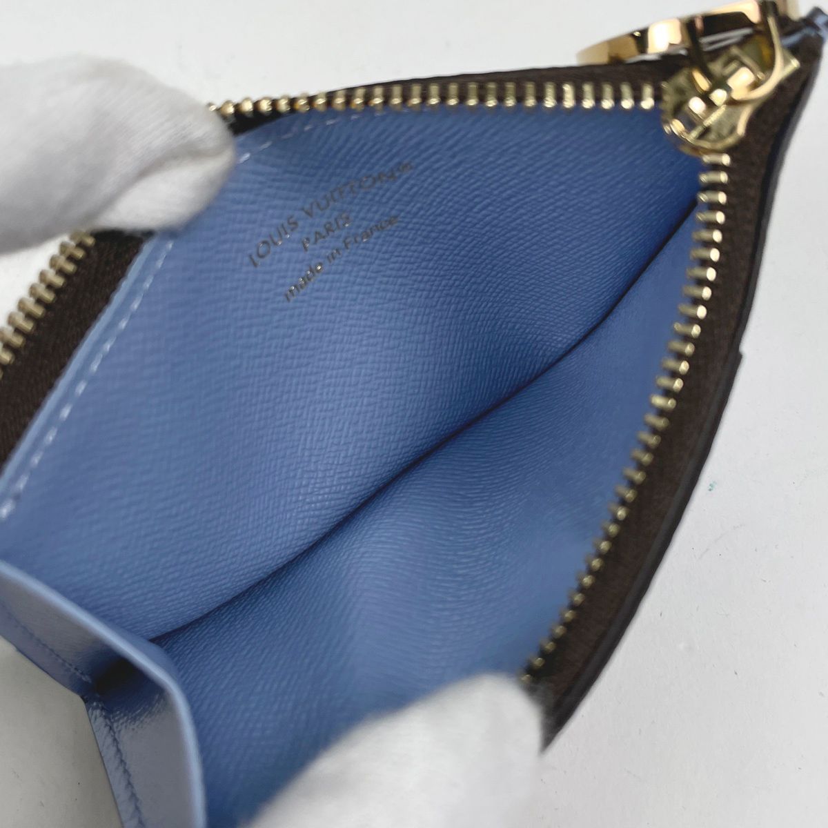Louis Vuitton Card Holder Romy Case Coin Monogram Blue Frost Brown — view 5
