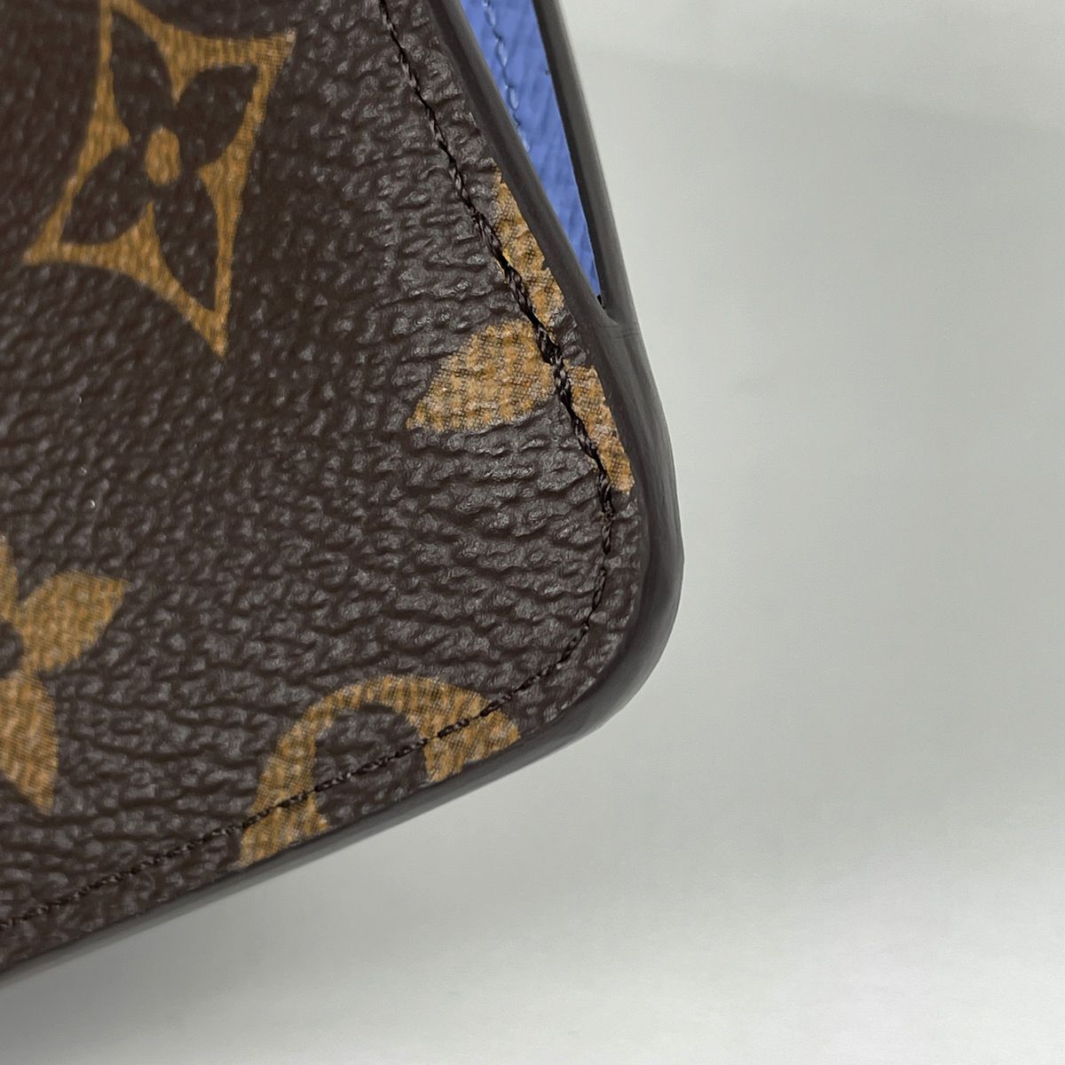 Louis Vuitton Card Holder Romy Case Coin Monogram Blue Frost Brown — view 3