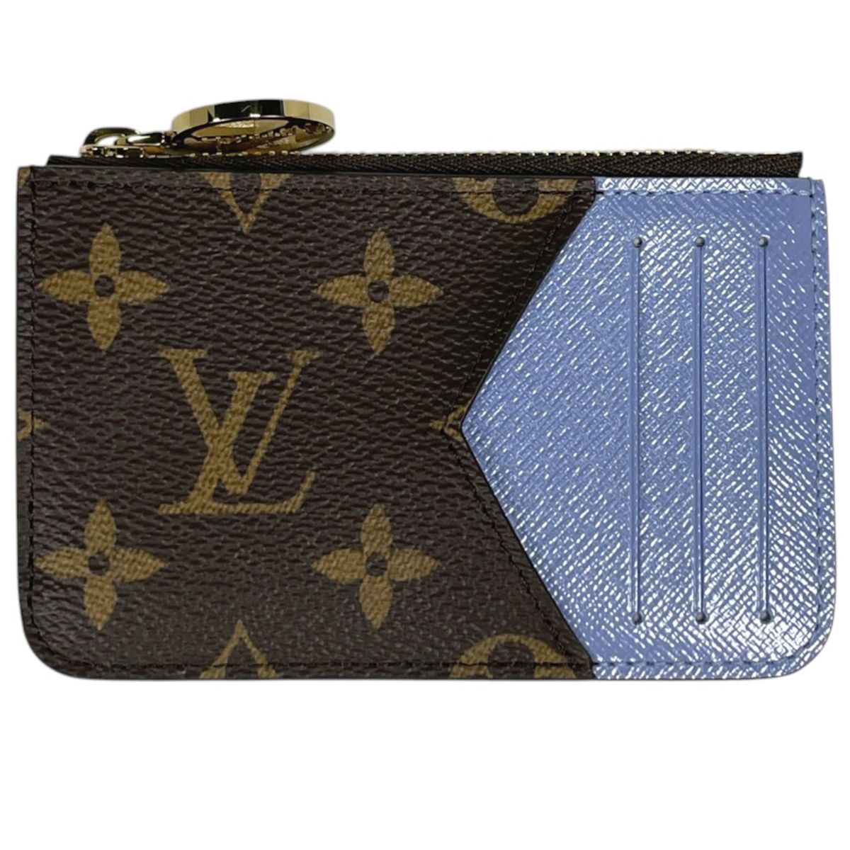 Louis Vuitton Card Holder Romy Case Coin Monogram Blue Frost Brown