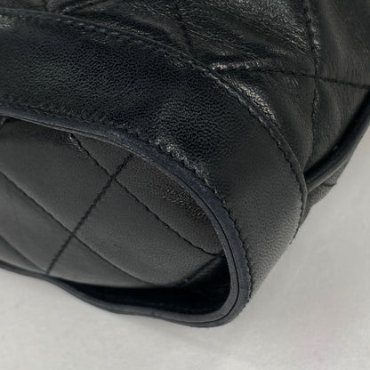 Chanel Quilted Shoulder Bag CC Logo Fringe Leather Black — view 3