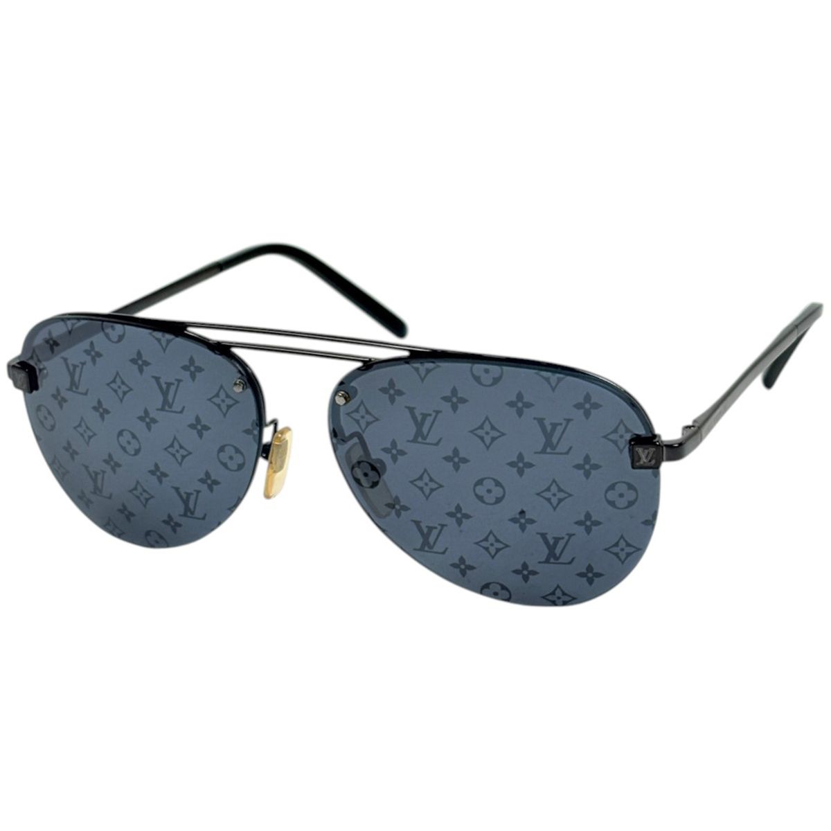 Louis Vuitton Clockwise Sunglasses Monogram Rimless Metal Black Eyewear