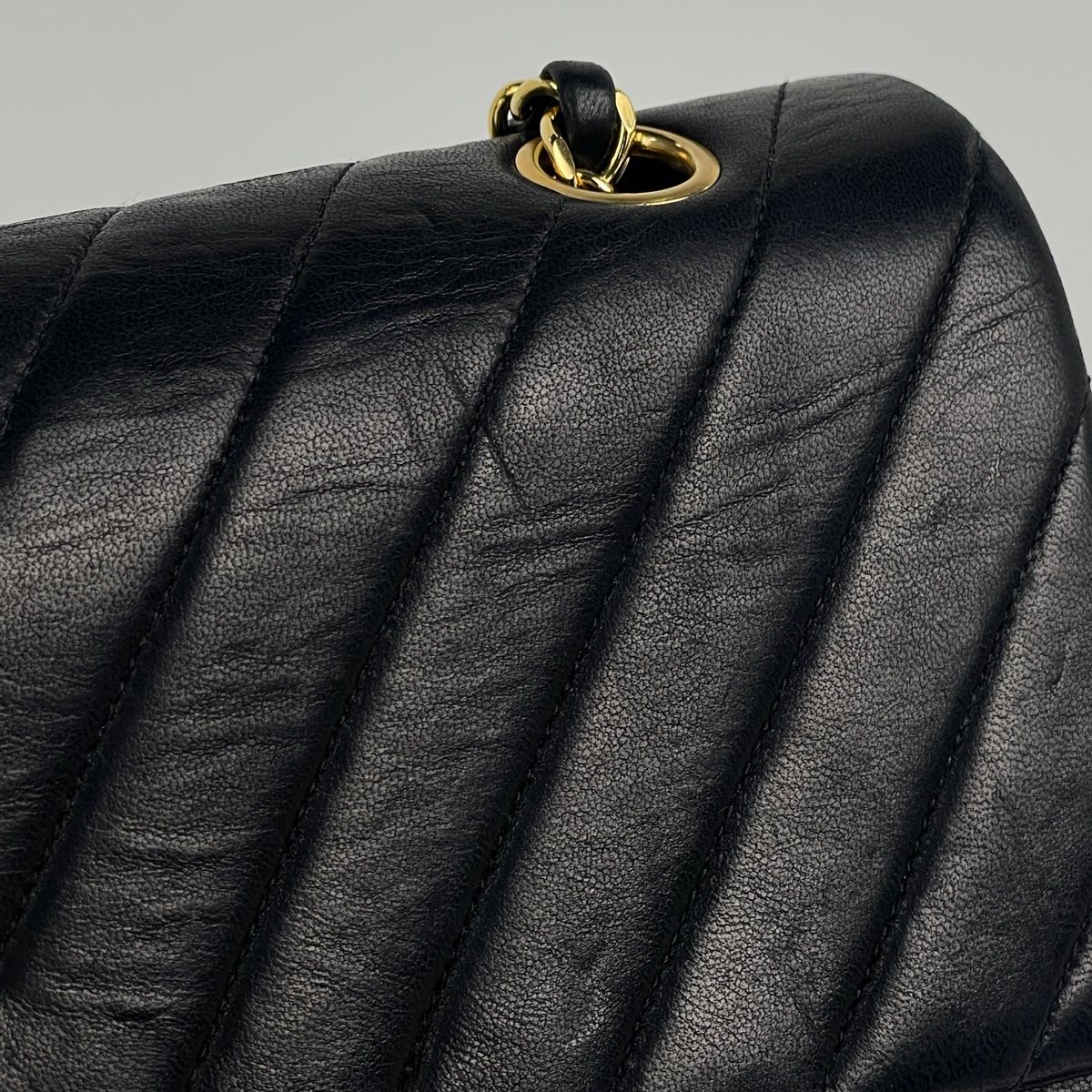 Chanel Shoulder Bag CC Logo Stitch Double Flap Leather Black — view 5