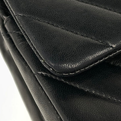 Chanel Shoulder Bag CC Logo Stitch Double Flap Leather Black — view 4