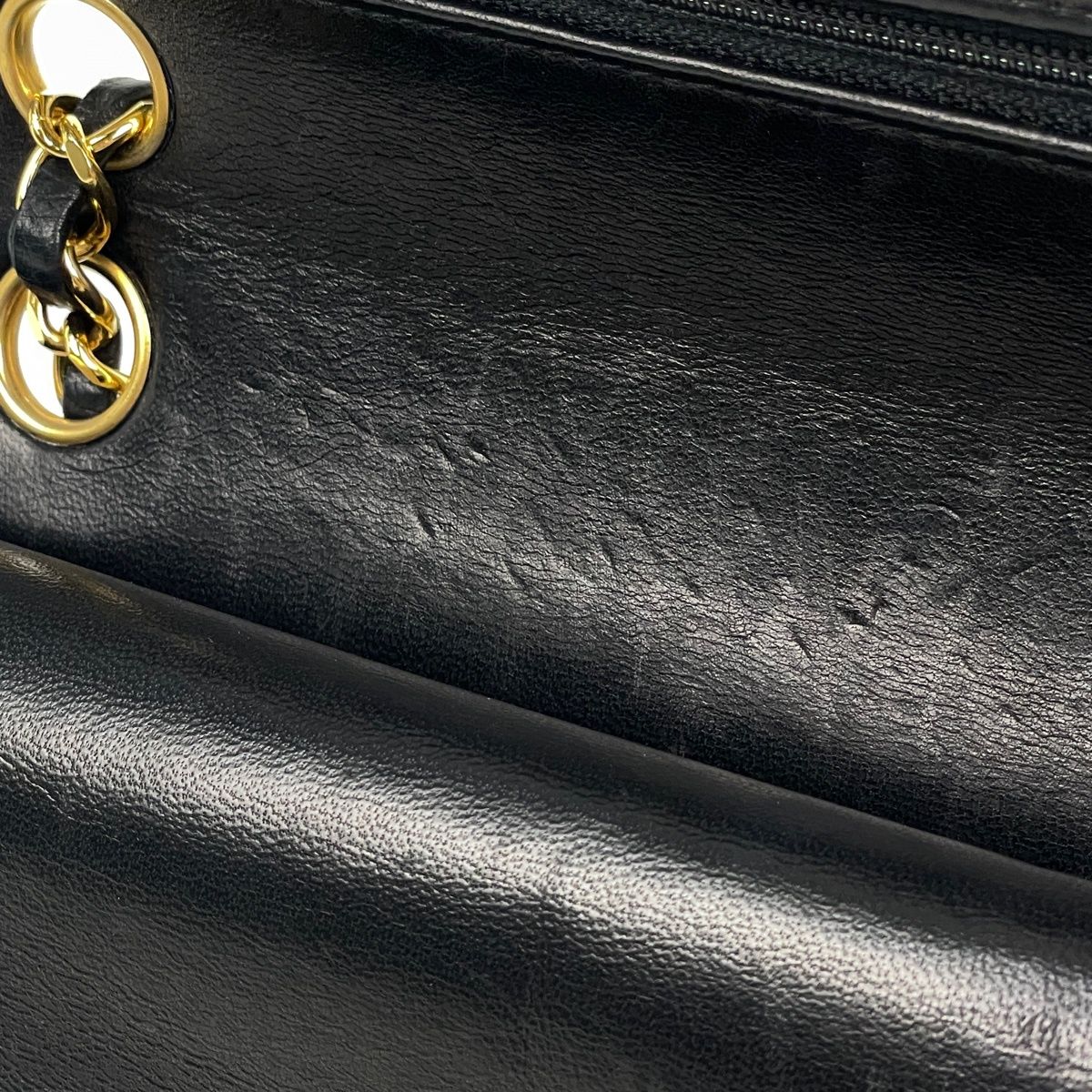 Chanel Shoulder Bag CC Logo Stitch Double Flap Leather Black — view 8