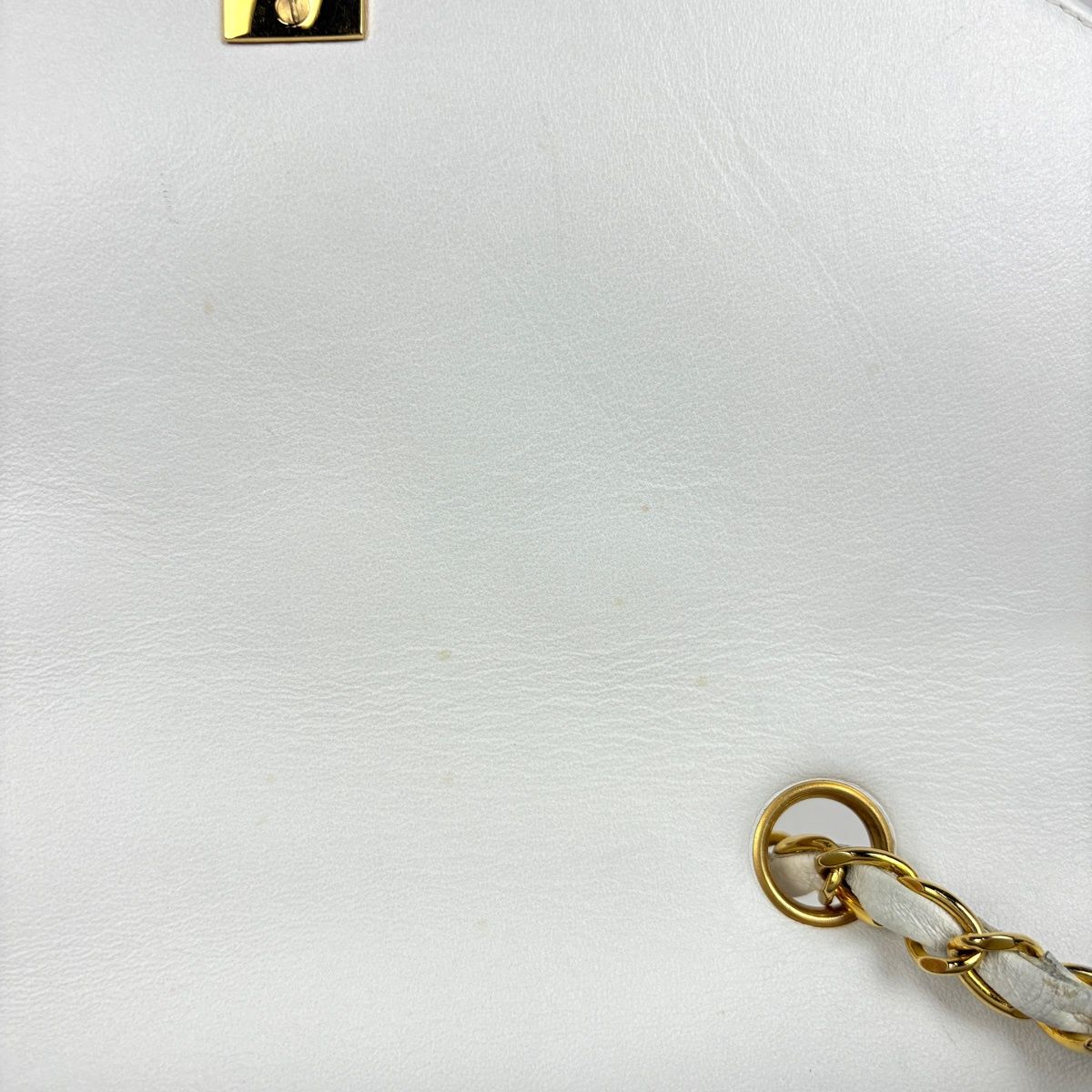 Chanel Diana Quilted Shoulder Bag CC Logo Single Flap Leather White — view 8