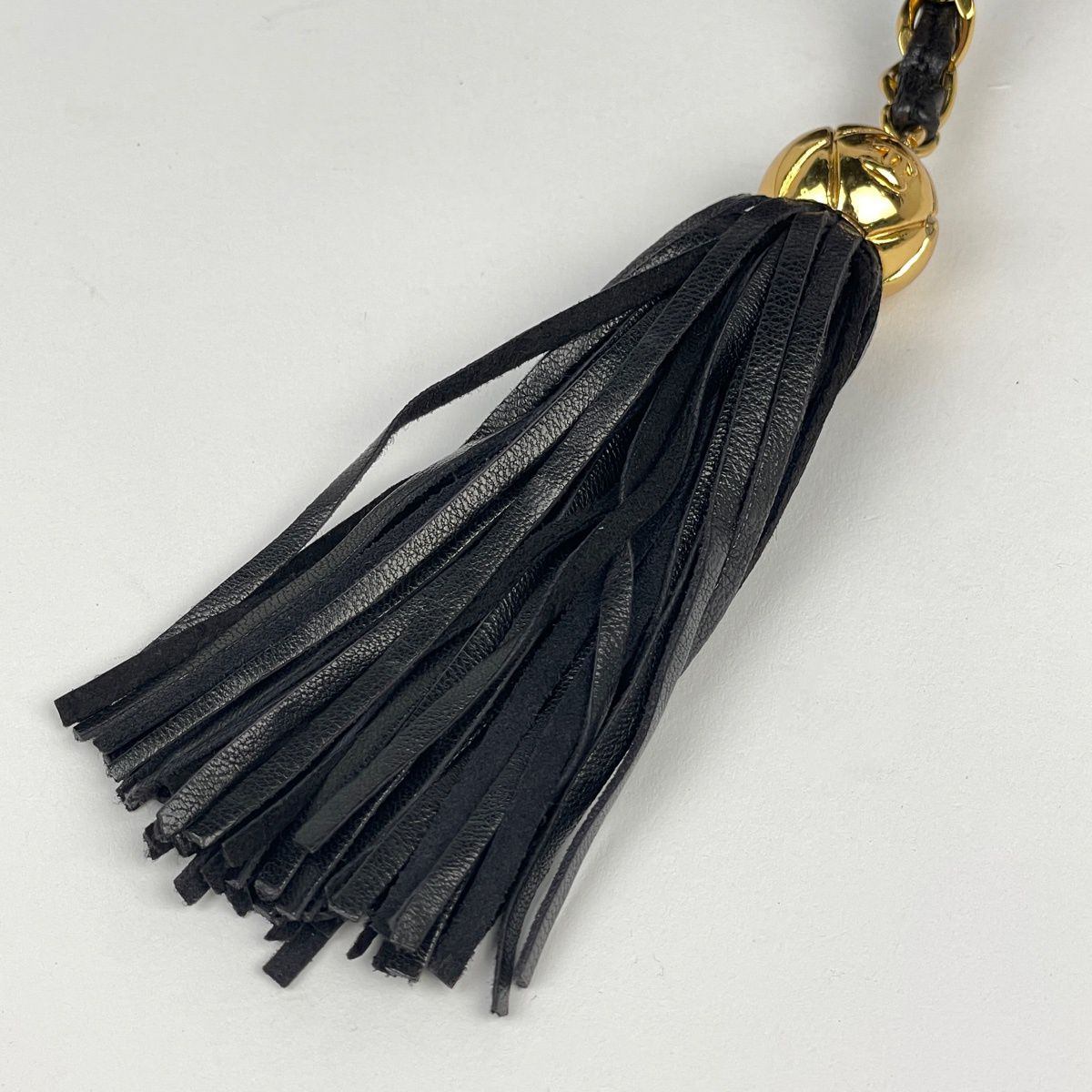 Chanel Shoulder Bag Triple CC Logo Fringe Leather Black — view 4