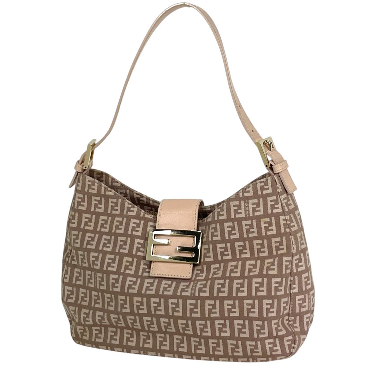 Fendi Shoulder Bag Zucchino Pattern Canvas Pink