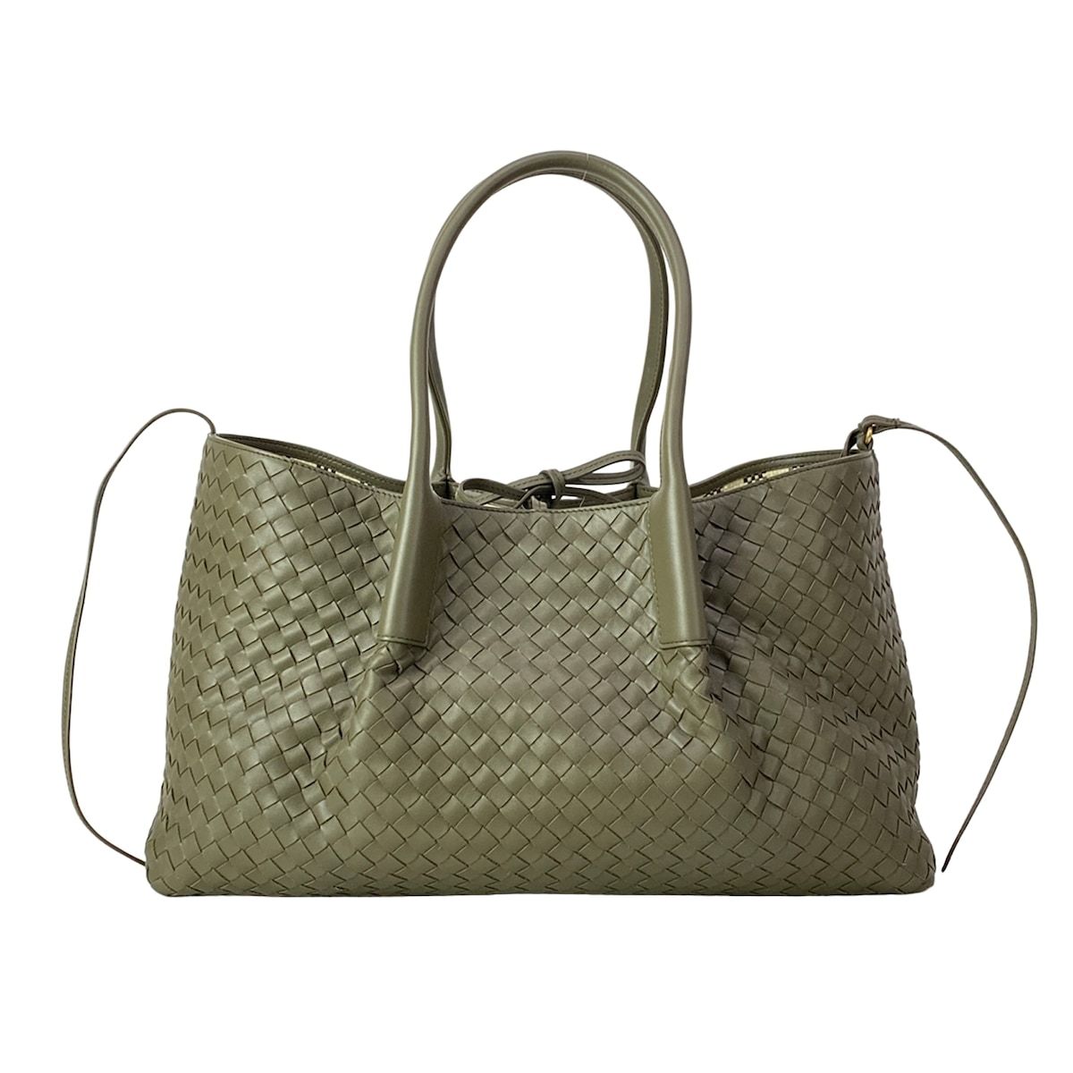 Bottega Veneta Tote Bag Large Pinacoteca Khaki Plaid Reversible Leather — view 3