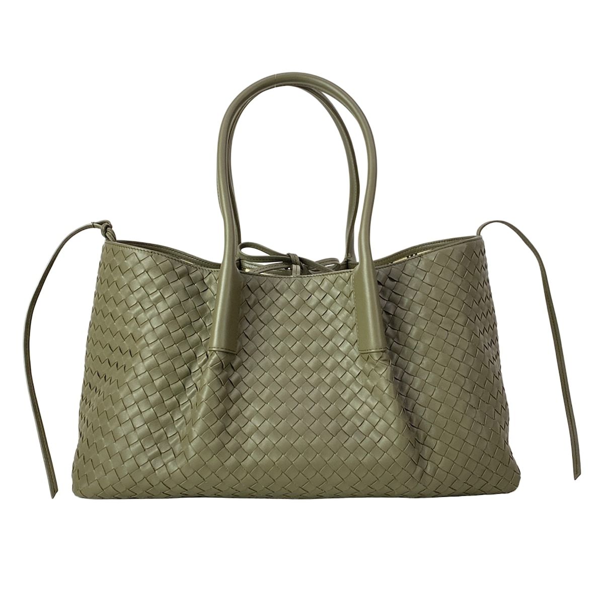 Bottega Veneta Tote Bag Large Pinacoteca Khaki Plaid Reversible Leather