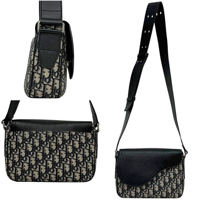 Dior Shoulder Bag Saddle Small Oblique Canvas Leather Black — view 2