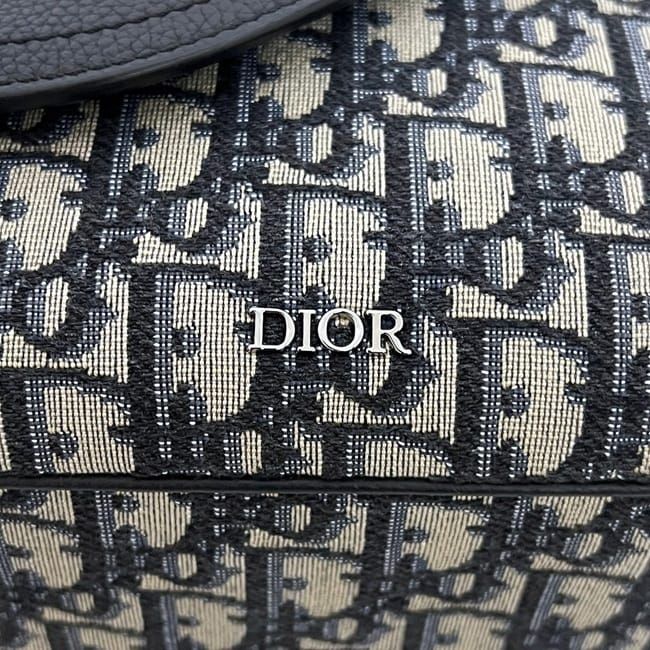 Dior Shoulder Bag Saddle Small Oblique Canvas Leather Black — view 7