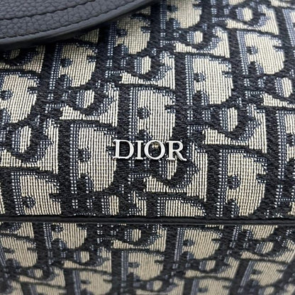 Dior Shoulder Bag Saddle Small Oblique Canvas Leather Black — view 7
