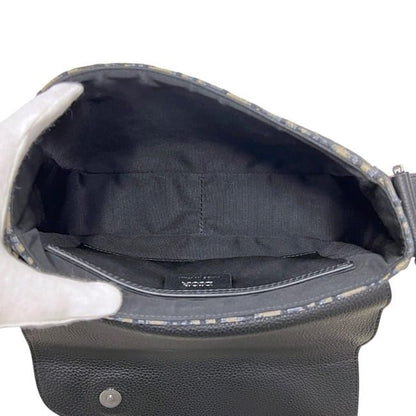 Dior Shoulder Bag Saddle Small Oblique Canvas Leather Black — view 4