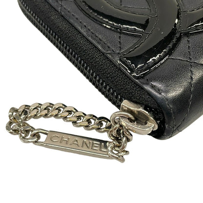 Chanel Wallet Cambon Line Black Silver Zip Around Leather Lambskin — view 7