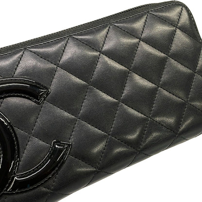 Chanel Wallet Cambon Line Black Silver Zip Around Leather Lambskin — view 9