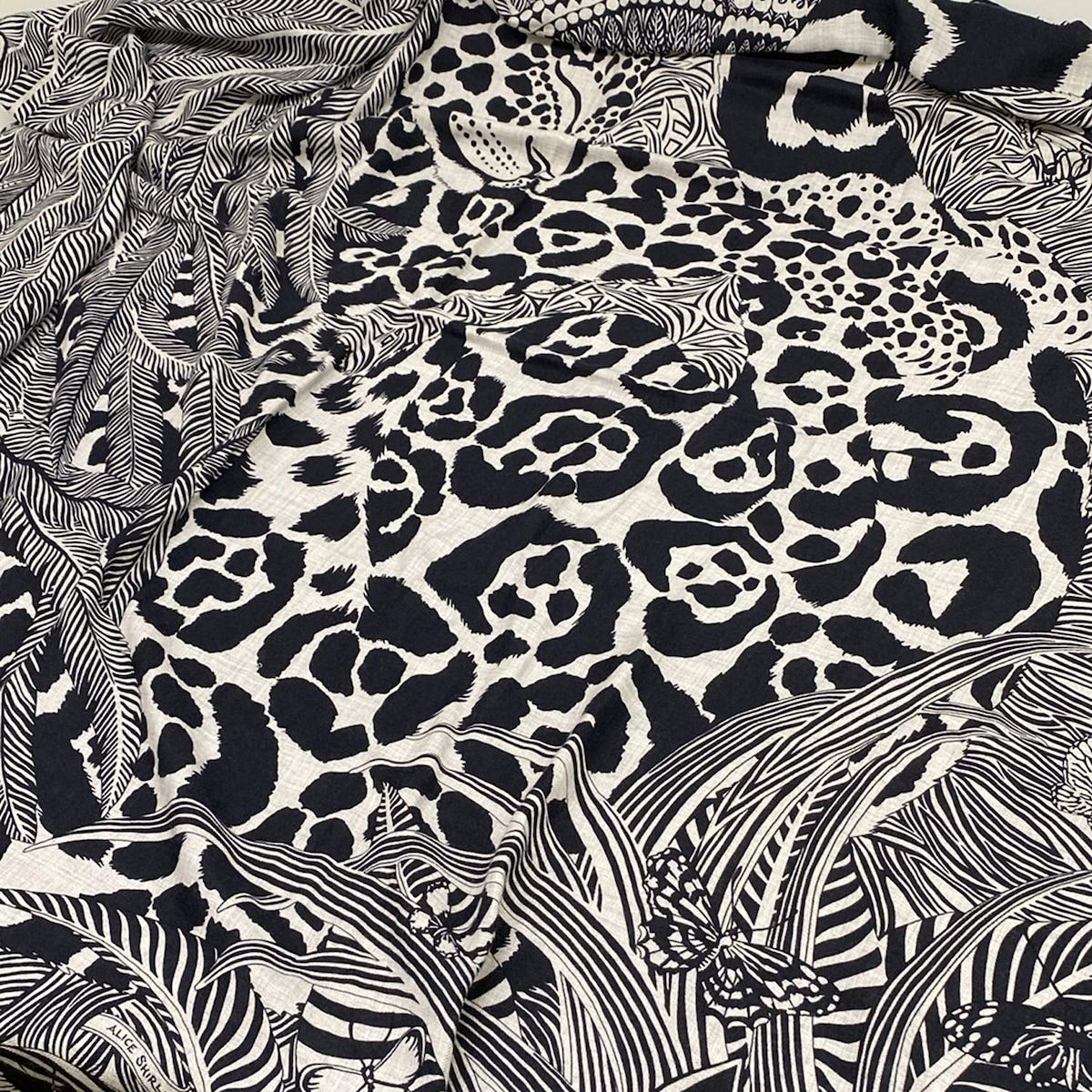 Hermes Shawl Carre Geant 140 Gray Black Butterfly Leopard Jaguar Quetzal Scarf — view 5