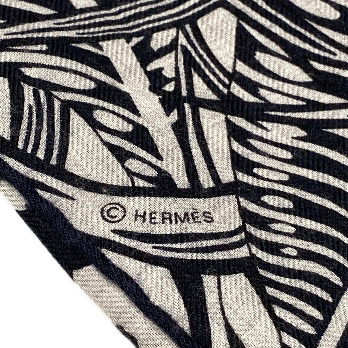 Hermes Shawl Carre Geant 140 Gray Black Butterfly Leopard Jaguar Quetzal Scarf — view 2