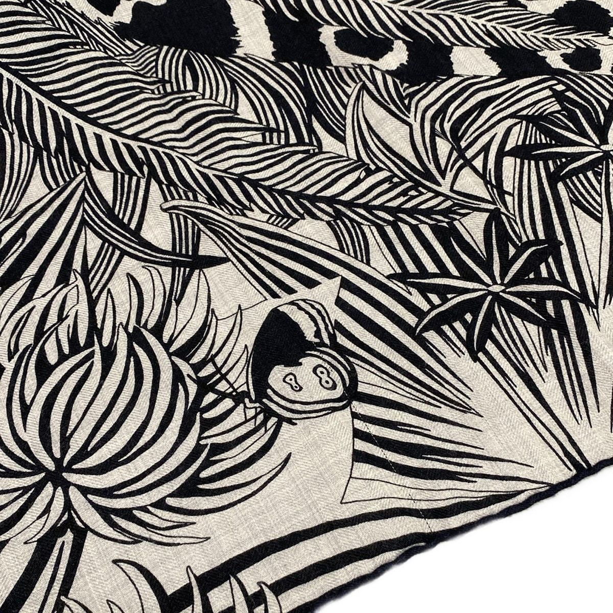 Hermes Shawl Carre Geant 140 Gray Black Butterfly Leopard Jaguar Quetzal Scarf — view 4