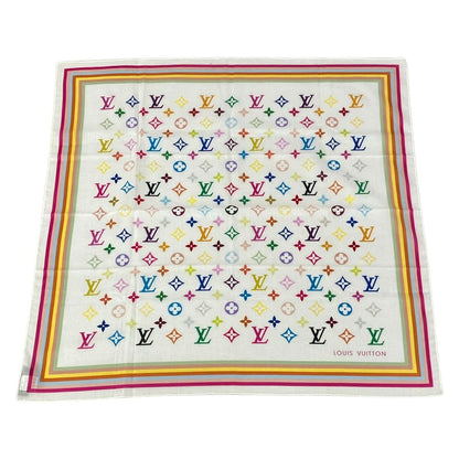 Louis Vuitton Handkerchief Monogram Multicolor Bandana Blanc Cotton