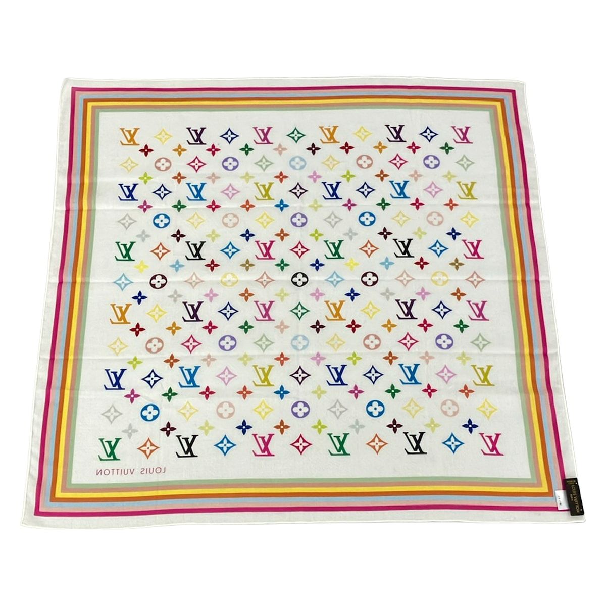 Louis Vuitton Handkerchief Monogram Multicolor Bandana Blanc Cotton — view 2
