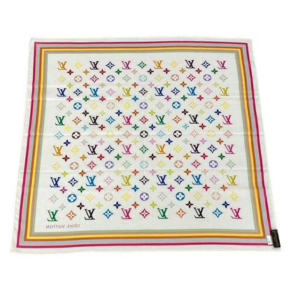 Louis Vuitton Handkerchief Monogram Multicolor Bandana Blanc Cotton — view 2