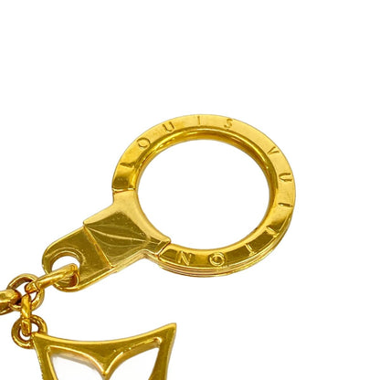 Louis Vuitton Key Holder Bag Charm Chain Fleur de Monogram Gold Ivory Pink Beige — view 4