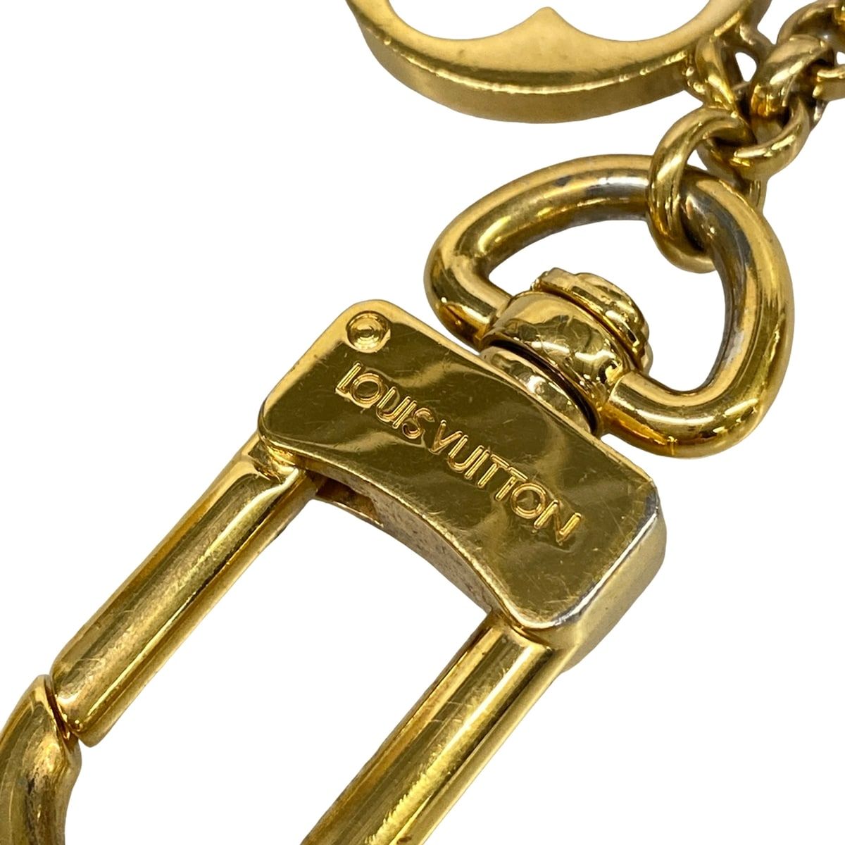 Louis Vuitton Key Holder Bag Charm Chain Fleur de Monogram Gold Ivory Pink Beige — view 3